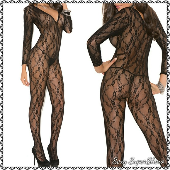 🆕Sexy Long Sleeve open crot Lingerie Bodystocking - Picture 2 of 4